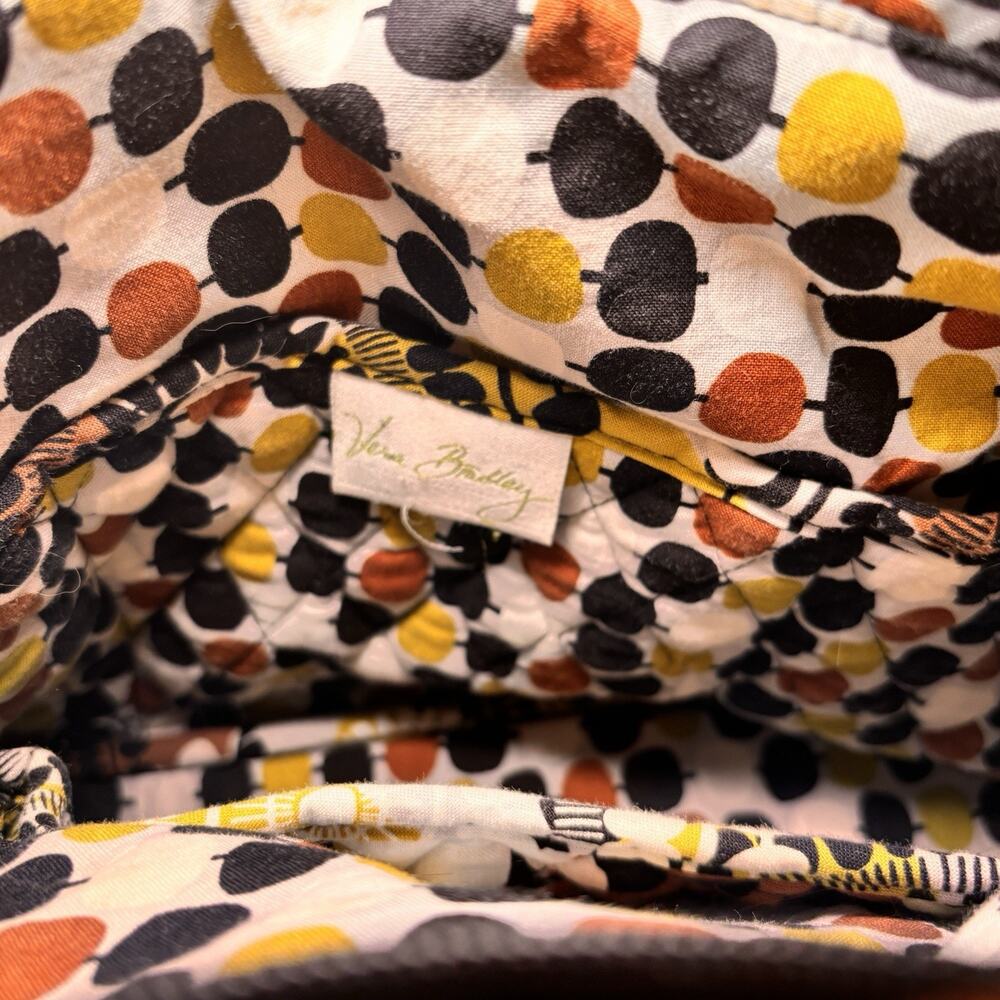 Vera Bradley Cocoa Moss Quilted Tote Bag Brown Yellow Floral Shoulder Purse - Picture 7 of 8